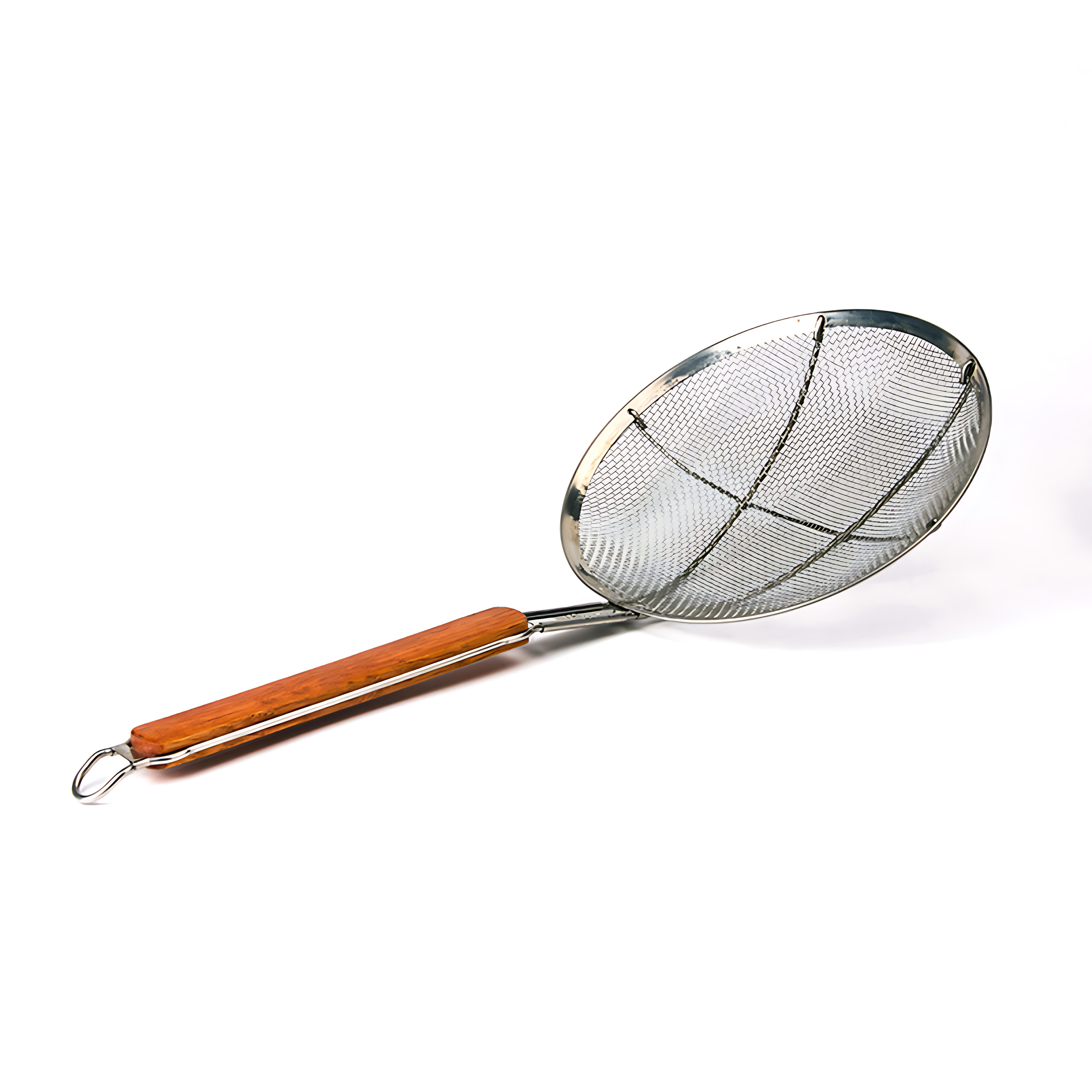 kitchen knock - Skimmer - S/S Mesh - Wide Rim - Wooden Handle - 255mm - 10"