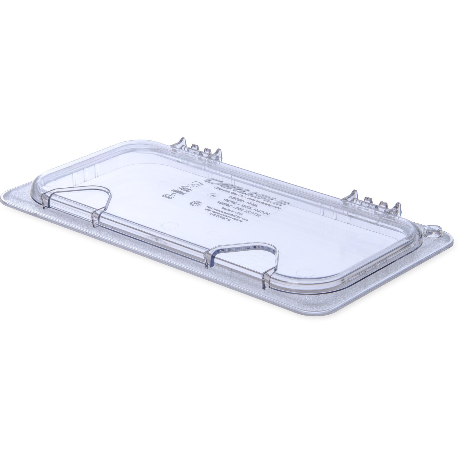 10279Z07 Carlisle StorPlus EZ Access Clear Polycarbonate 1/3 Hinged Lid with Handle, Single Notched 178mm x 324mm x 28mm