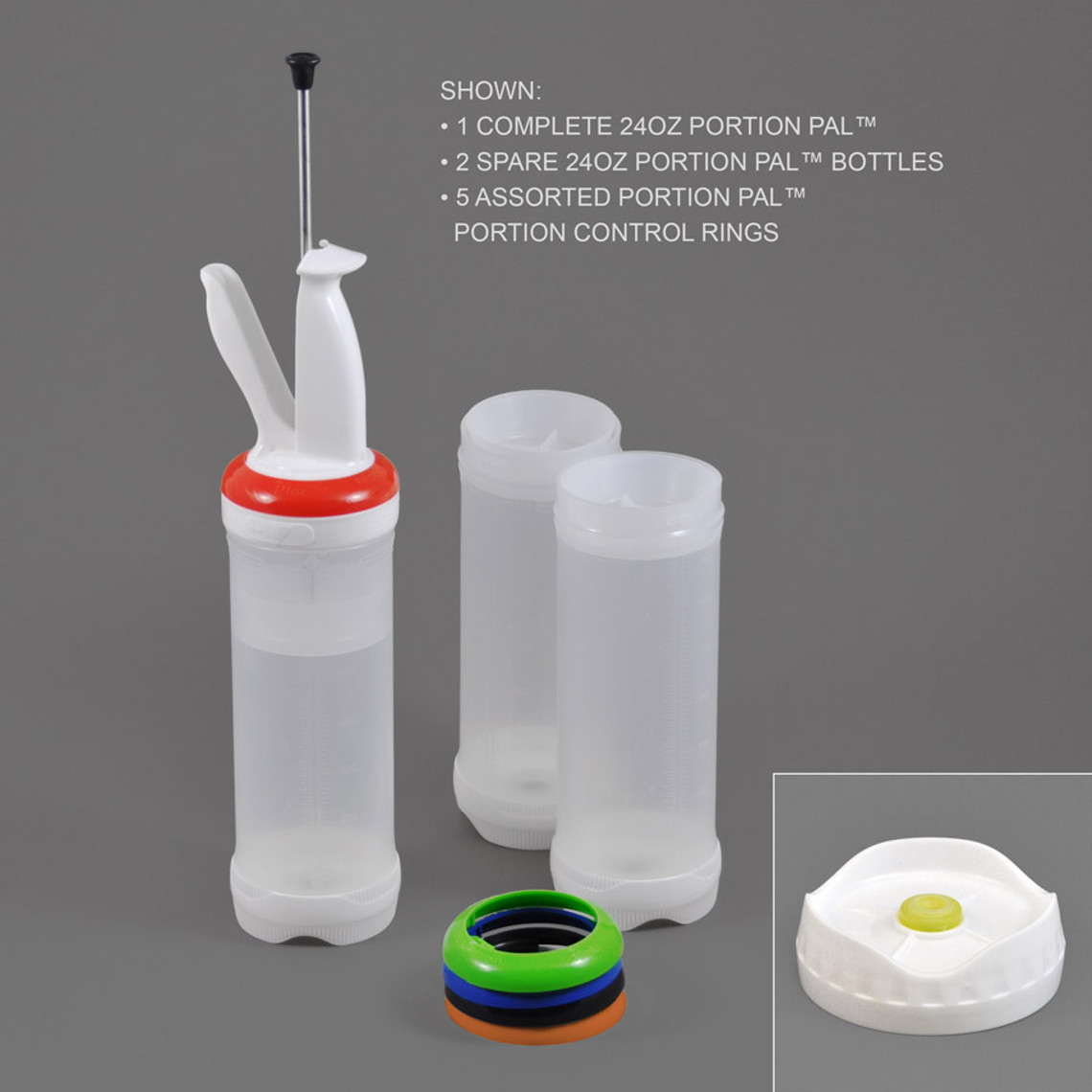 PP24-3 - 24oz Portion Pal™ Kit with 1-Hole dispensing caps