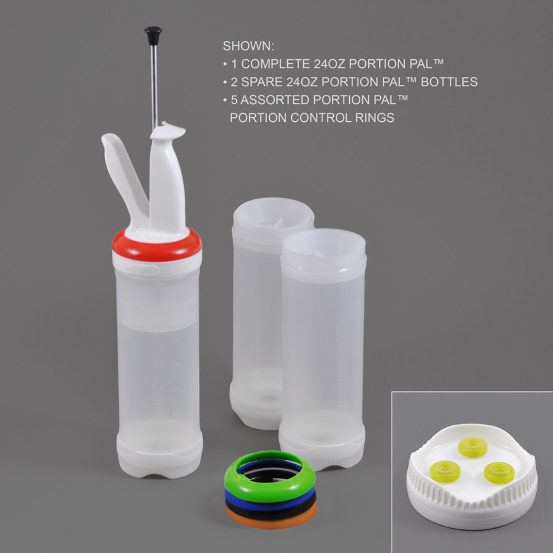 PP24X3-3 - 24oz Portion Pal™ Kit with 3-Hole dispensing caps