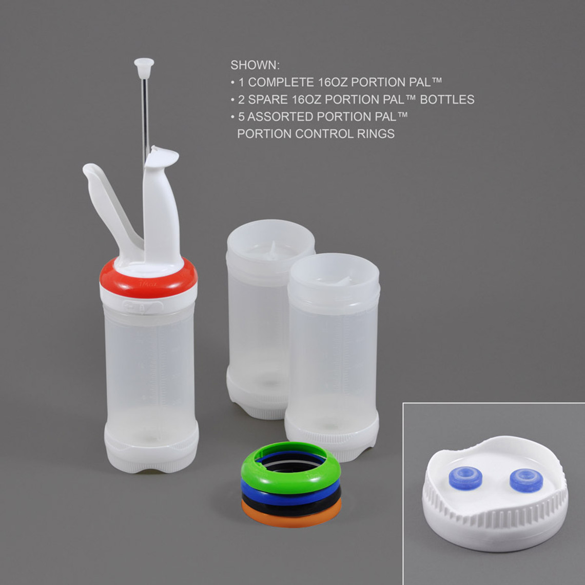 PP16BVX2-3 - 16oz Portion Pal™ Kit with 2-Hole dispensing caps