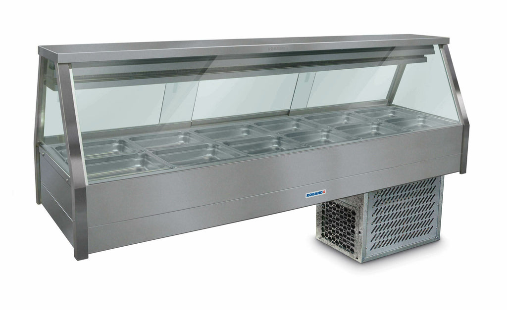 Roband Straight Glass Refrigerated Display Bar - Piped and Foamed only (no motor), 12 pans
