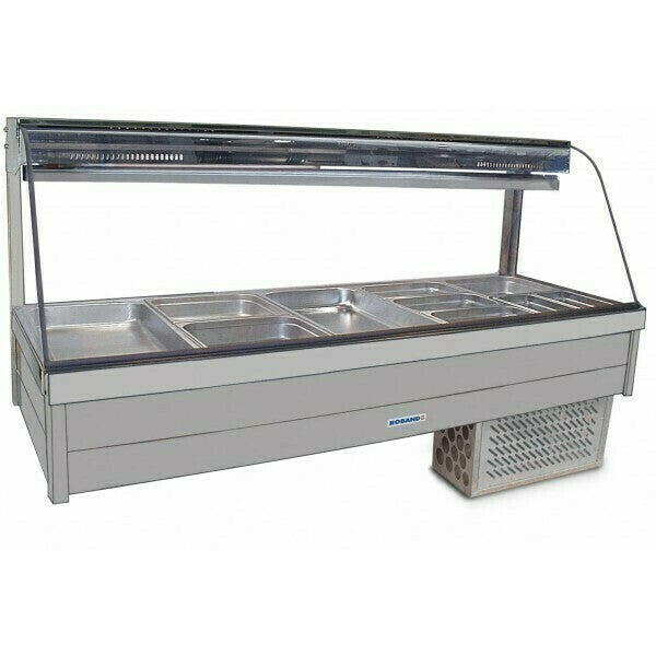 Roband Curved Glass Refrigerated Display Bar - Piped and Foamed only (no motor), 10 pans
