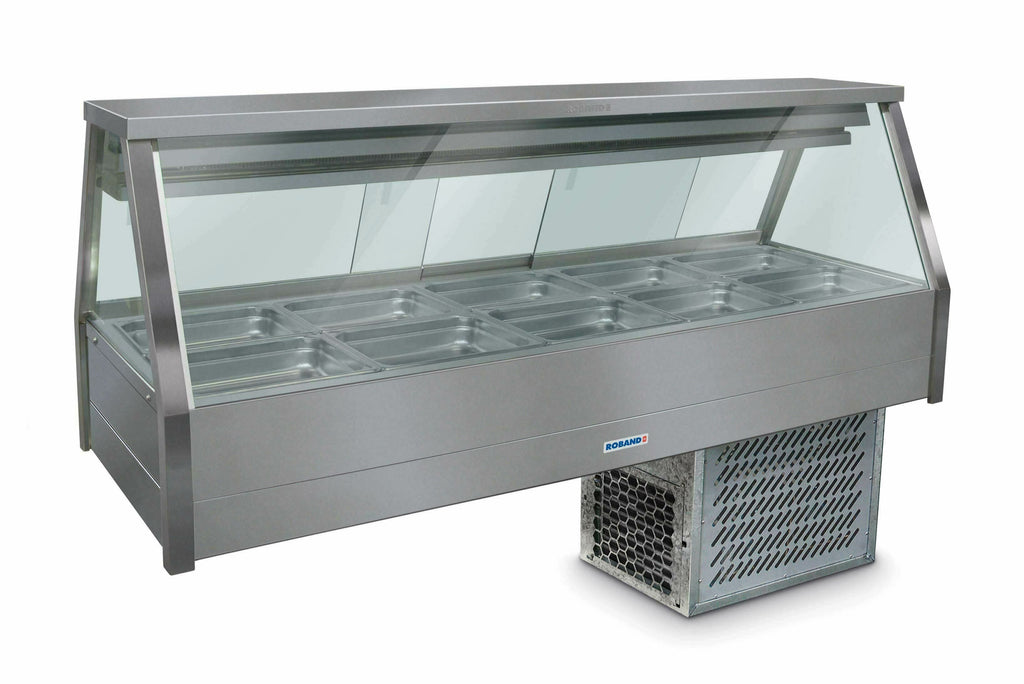 Roband Straight Glass Refrigerated Display Bar - Piped and Foamed only (no motor), 10 pans