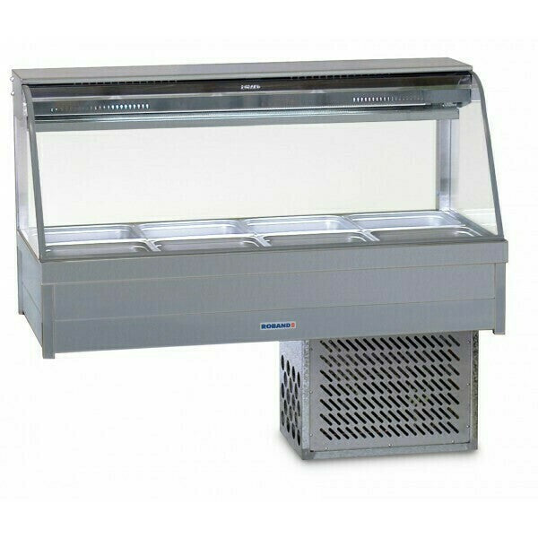 Roband Curved Glass Refrigerated Display Bar - Piped and Foamed only (no motor), 8 pans