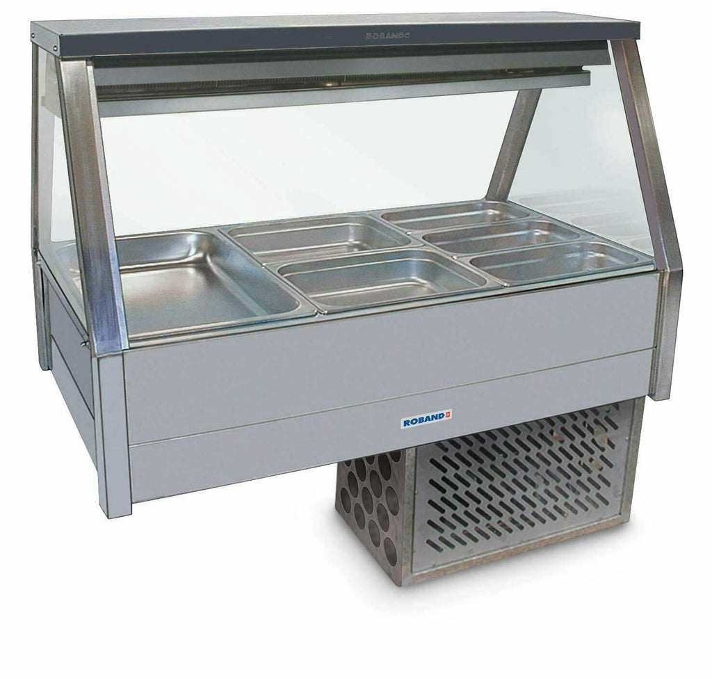 Roband Straight Glass Refrigerated Display Bar - Piped and Foamed only (no motor), 6 pans