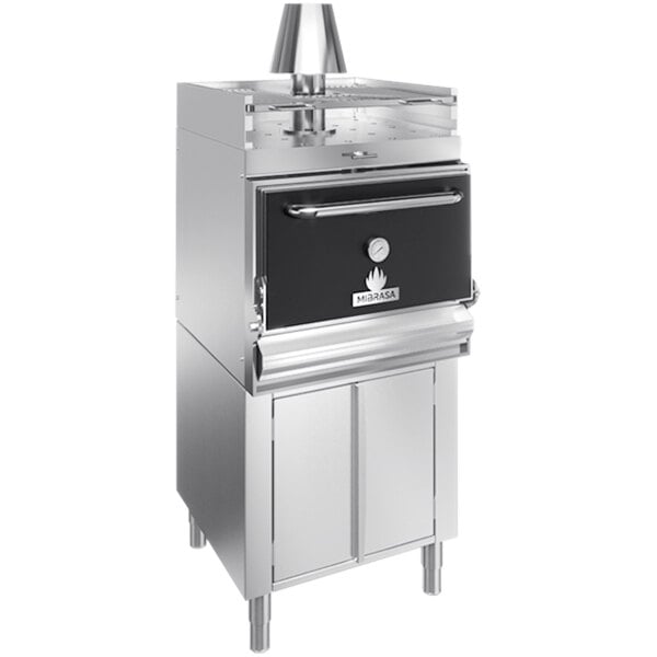 HMB-AB-SB-160-BLACK - Mibrasa Charcoal Oven With Cupboard- Heating Rack- One Grill Shelf And Standard