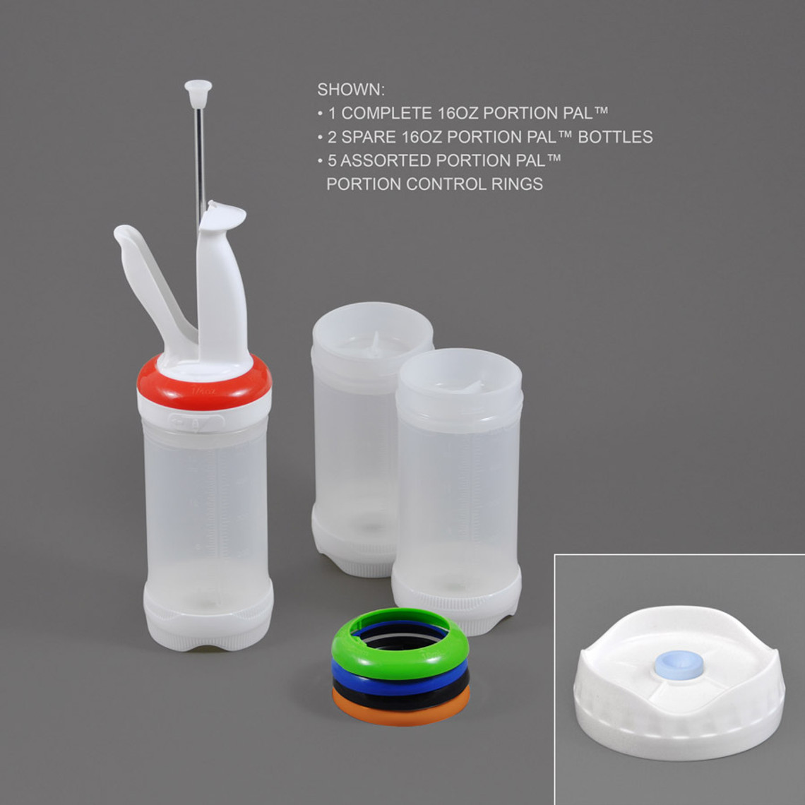 PP16VV-3 - 16oz Portion Pal™ Kit with 1-Hole dispensing caps