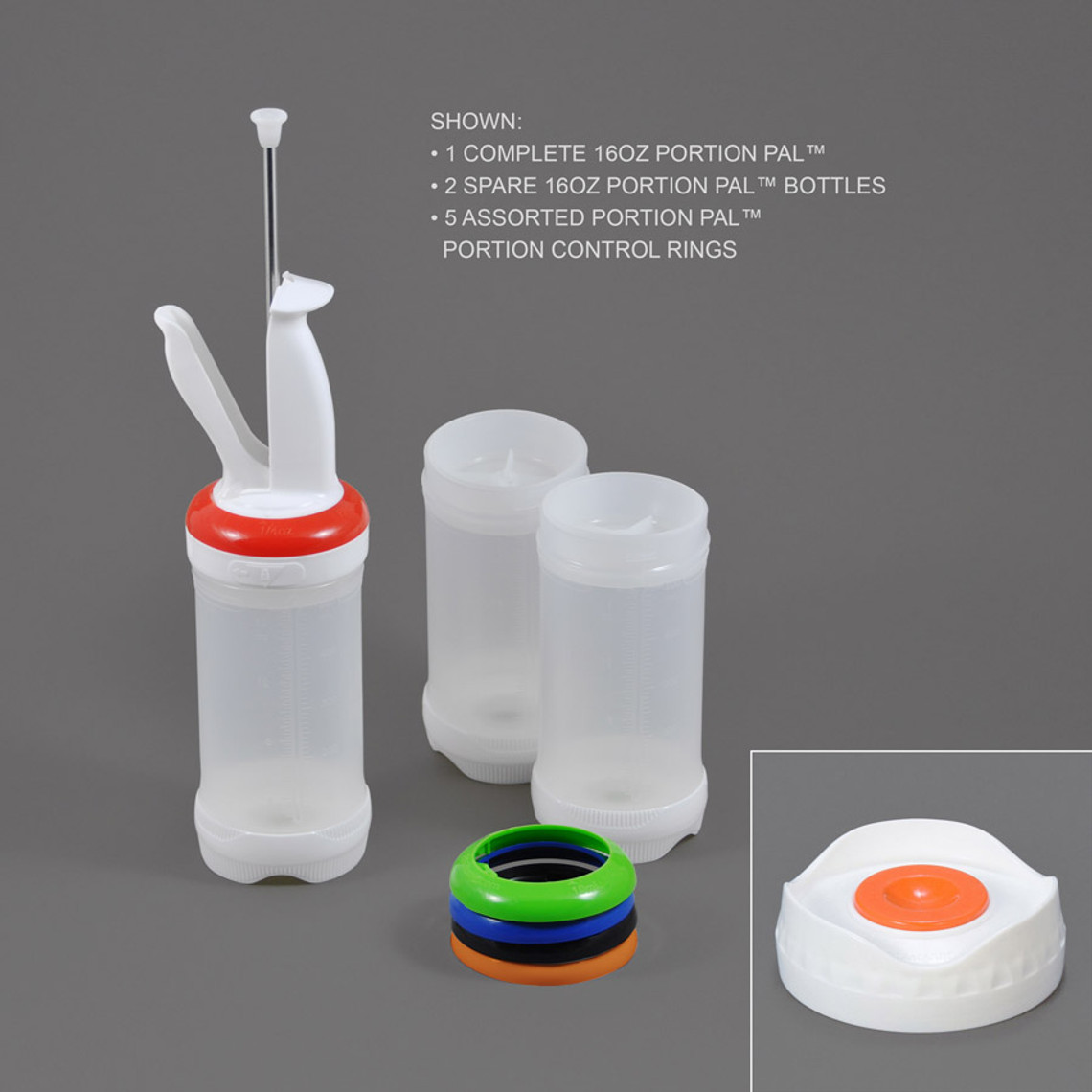 PP16XL-3 - 16oz Portion Pal™ Kit with 1-Hole dispensing caps