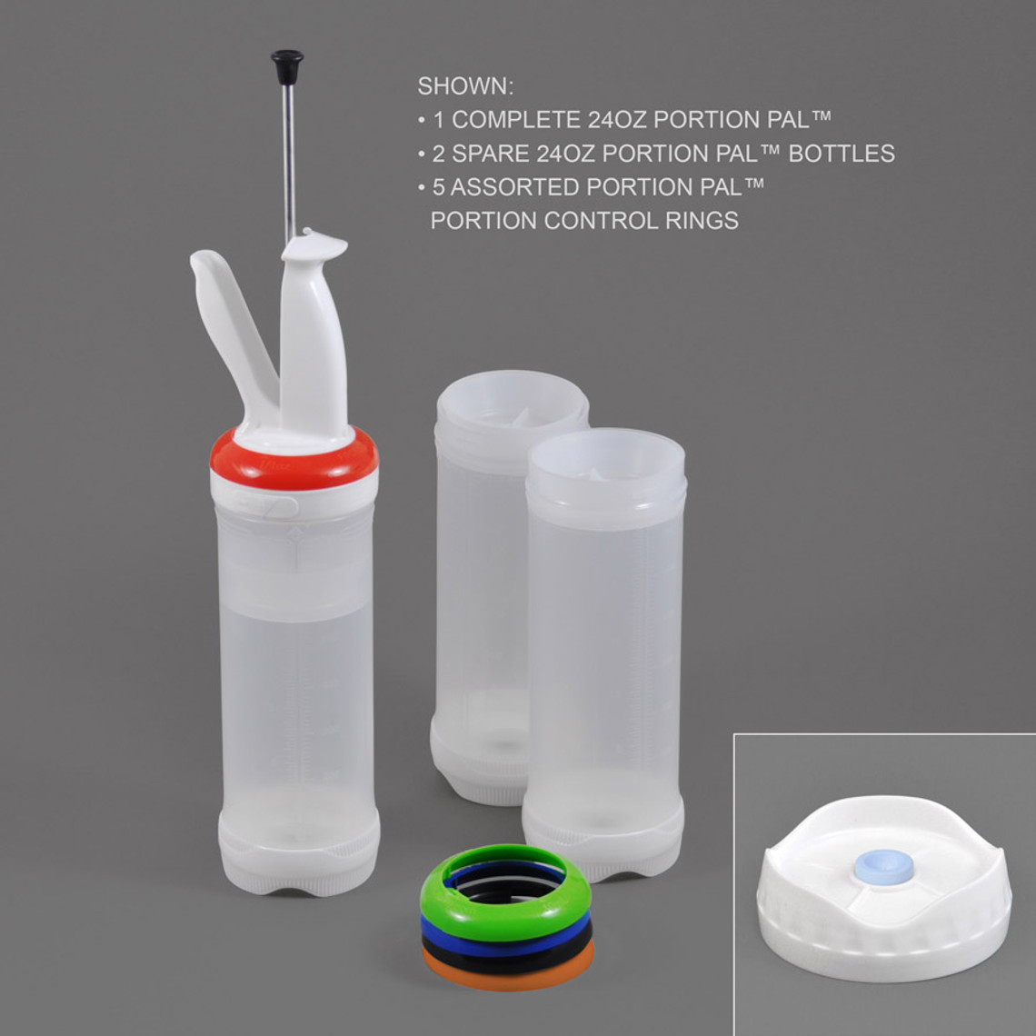 PP24VV-3 - 16oz Portion Pal™ Kit with 2-Hole dispensing caps