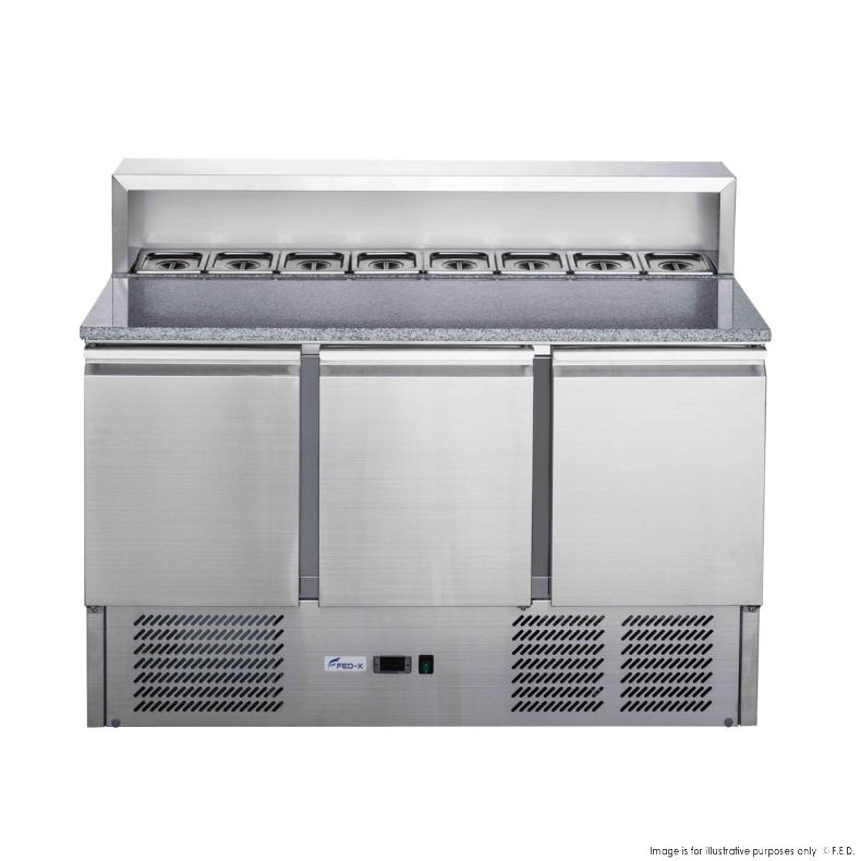 2NDs: FED-X Three Door Salad Prep Fridge with Marble Top - XGNS1300E-NSW2111