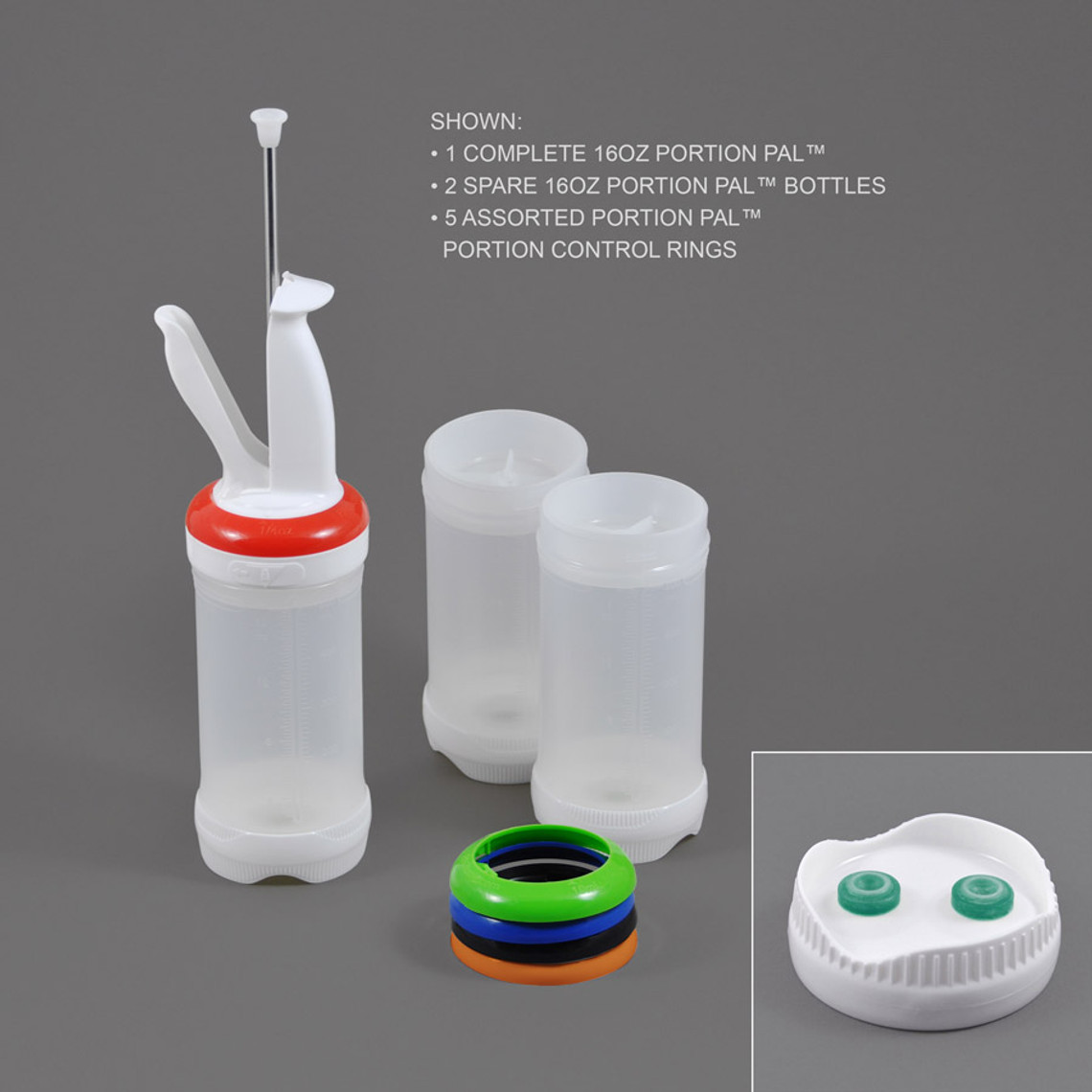 PP16GVX2-3 - 16oz Portion Pal™ Kit with 2-Hole dispensing caps