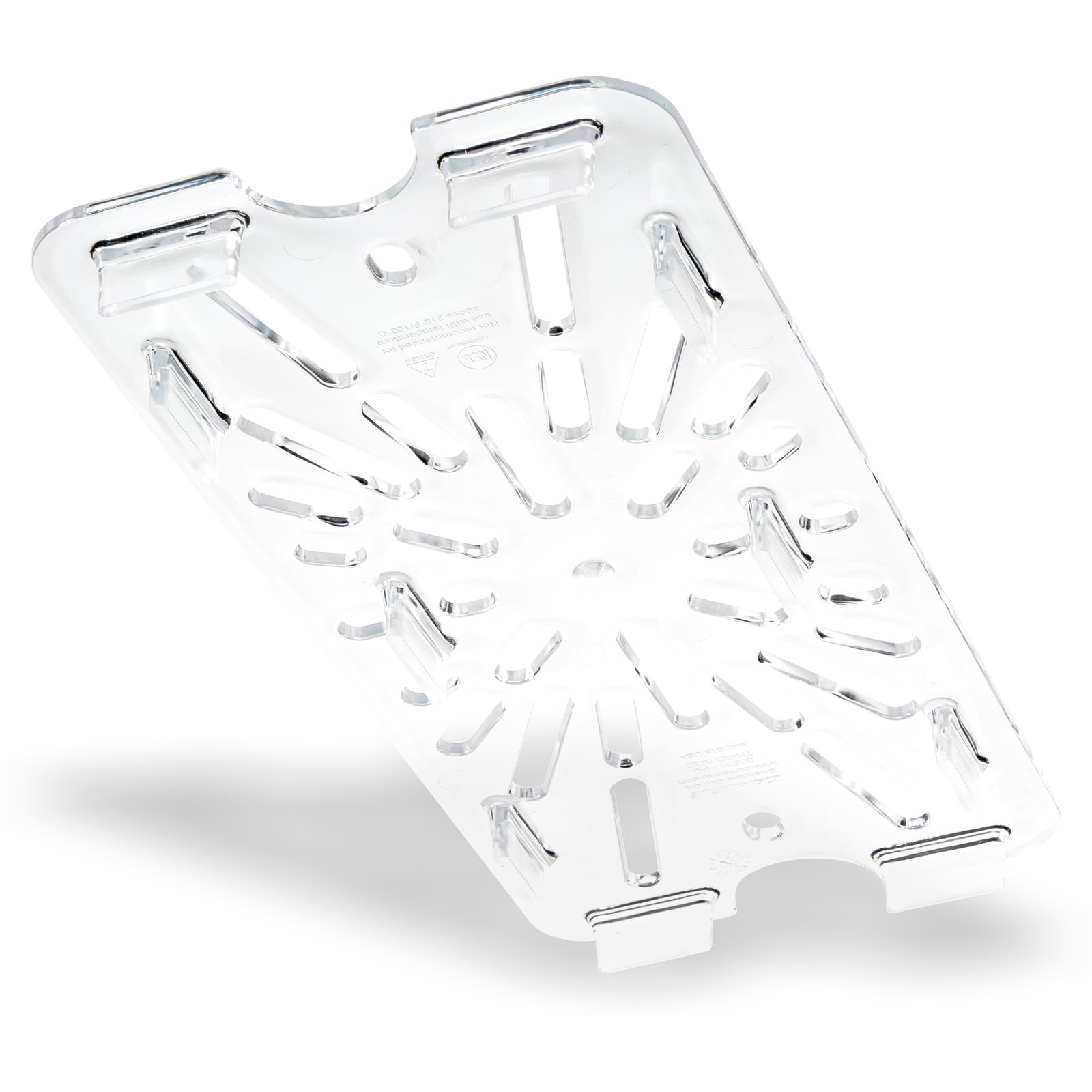 3067007 Carlisle StorPlus Clear Polycarbonate 1/3 Drain Shelf 121mm x 264mm x 15mm