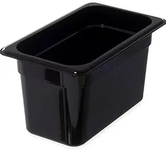 3068203 Carlisle StorPlus Black Polycarbonate 1/4 Food Pan 4.3L Capacity 162mm x 264mm x 150mm