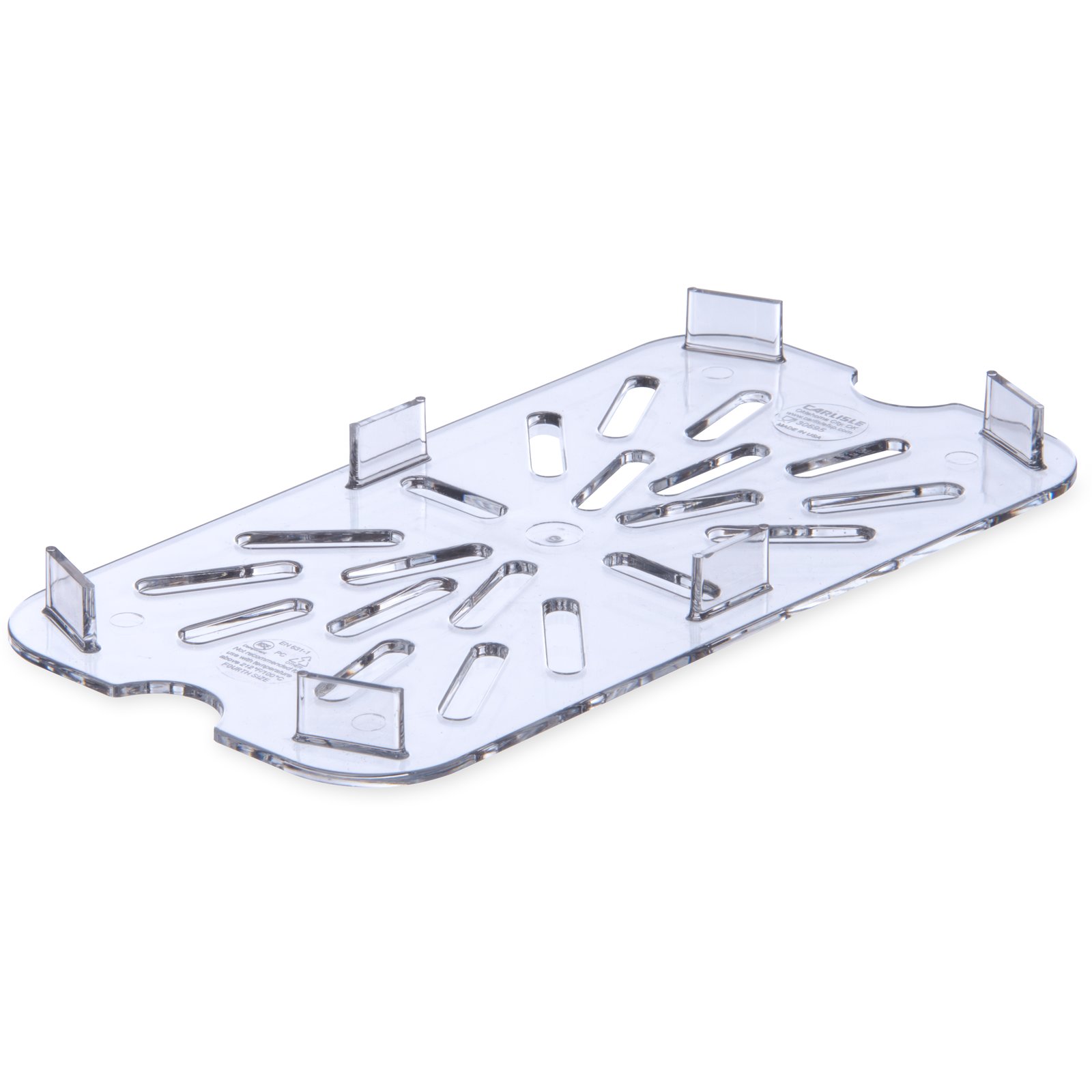 3069507 Carlisle StorPlus Clear Polycarbonate 1/4 Drain Shelf 107mm x 206mm x 14mm