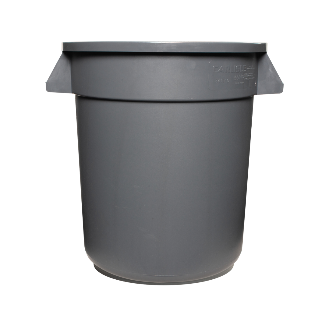 34101023 Carlisle Bronco™ Grey Round Bin; Capacity 37L Bottom dia 317mm x 432Hmm; Top dia  410mm; Top dia with handles 446mm