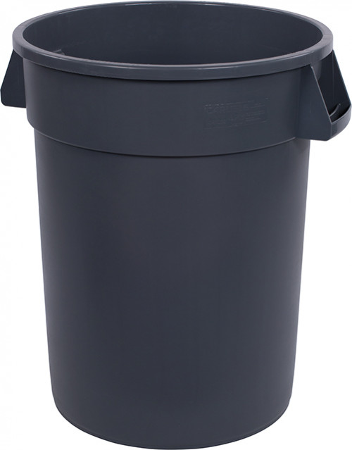 34103223 Carlisle Bronco™ Grey Round Waste Bin with Handles 121L Capacity. Bottom Dia 457mm x 705mm Top Dia 579mm