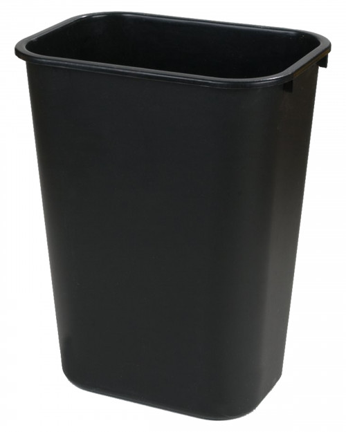 34292803 Carlisle Black Office Rectangle Wastebasket 26L Capacity with bag hook for liner 368mm x 267mm x 381mm