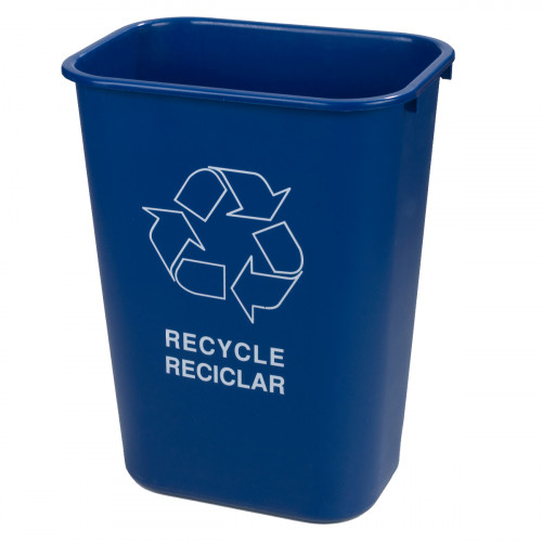 342941REC14 Carlisle Blue Office Rectangle Wastebasket 39L Capacity with bag hook for liner 384mm x 280mm x 499mm