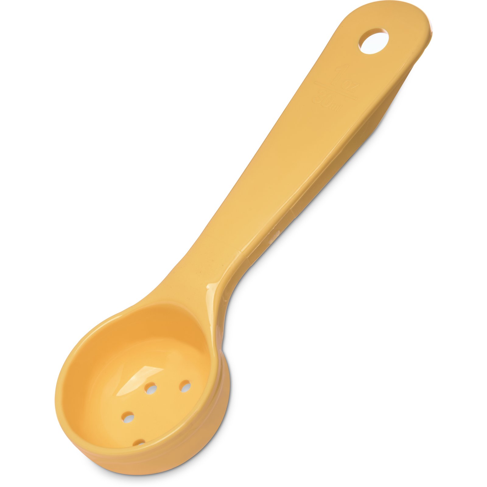 492304 Carlisle Measure Miser Yellow Measuring Perforated spoon with short handle 30ml Capacity