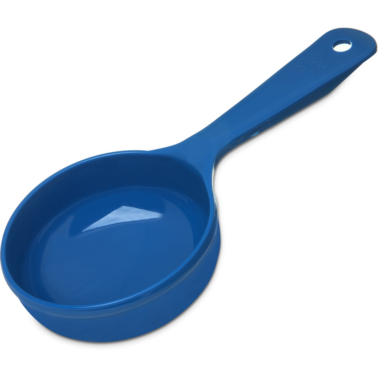 493114 Carlisle Measure Miser Blue Measuring solid spoon with short handle 240mL Capacity