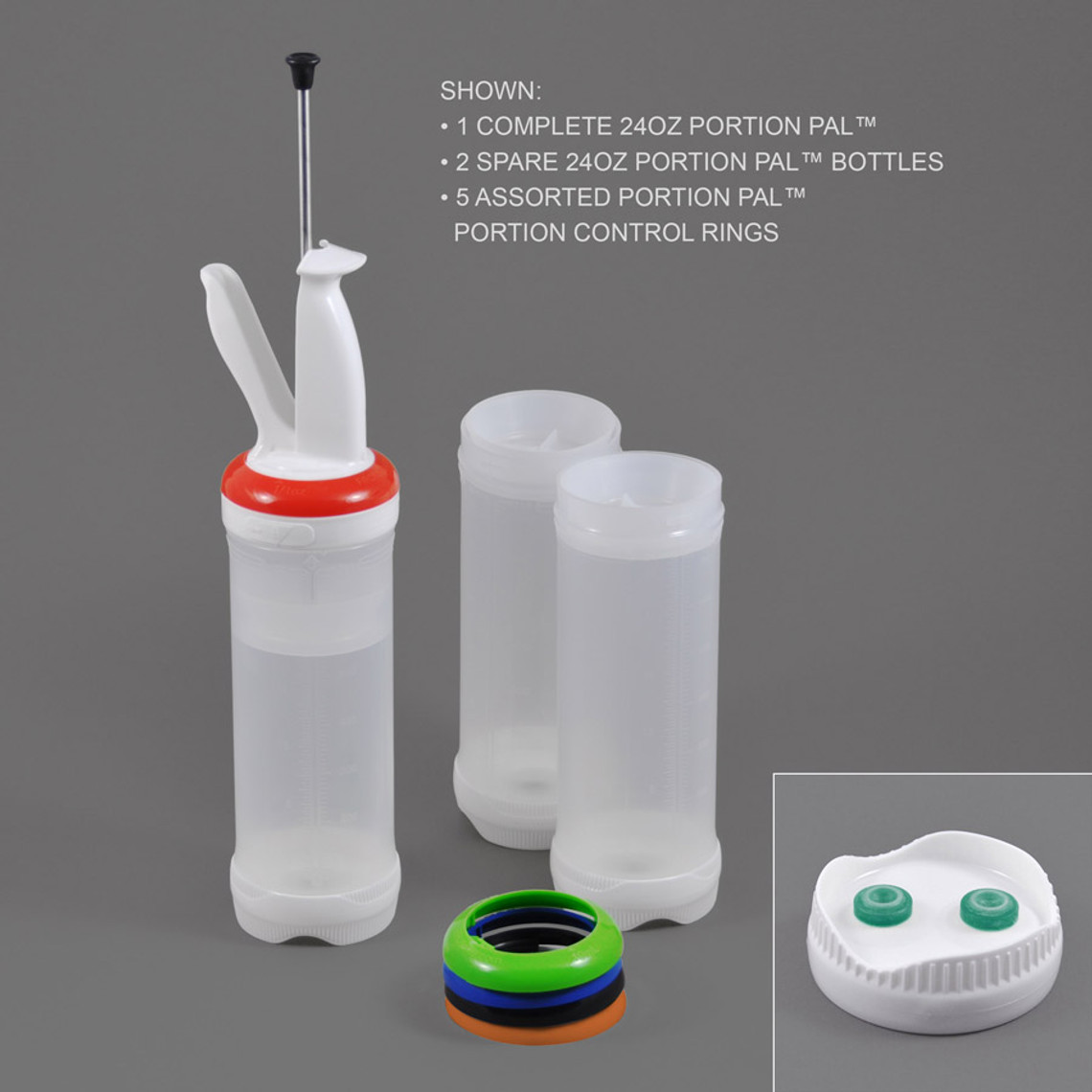 PP24GVX2-3 - 24oz Portion Pal™ Kit with 2-Hole dispensing caps