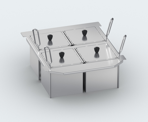 60.75.978 - Kit of 4 unperforated 1x6 GN portion baskets with lid and basket frame 2-XS