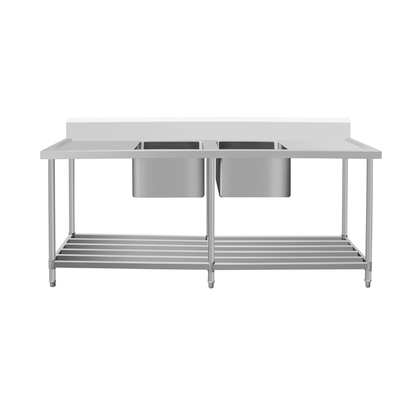 kitchen knock - Work Bench - Double Sink with Pipe Undershelf ASD-1560C / Center Sink / 600