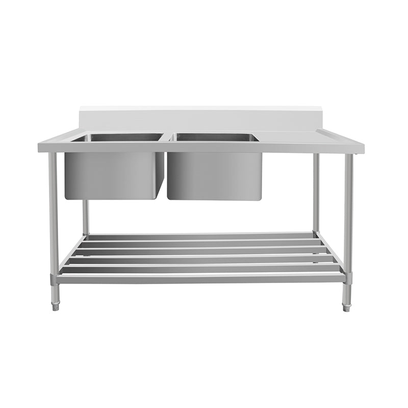 kitchen knock - Work Bench - Double Sink with Pipe Undershelf ASD-2170C / Center Sink / 700