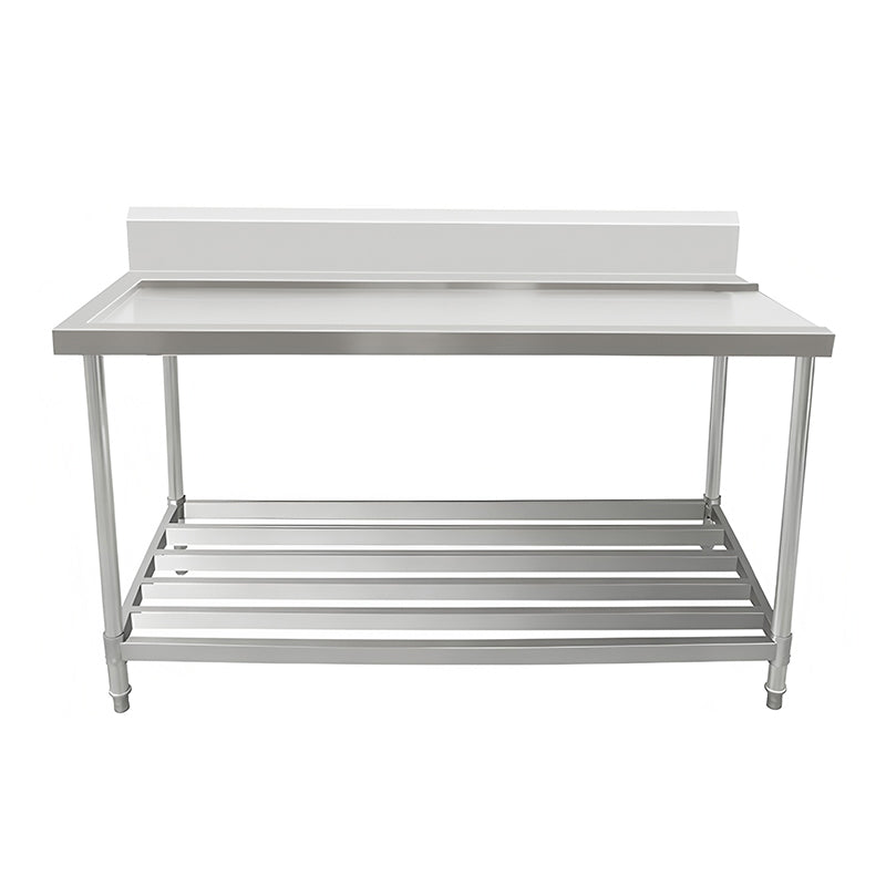 kitchen knock - Outlet Bench with Splashback & Pipe Undershelf AWSD-1570R / Outlet on Right / 700