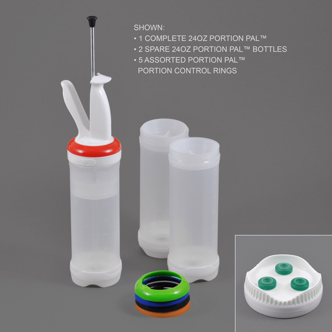 PP24GVX3-3 - 24oz Portion Pal™ Kit with 3-Hole dispensing caps