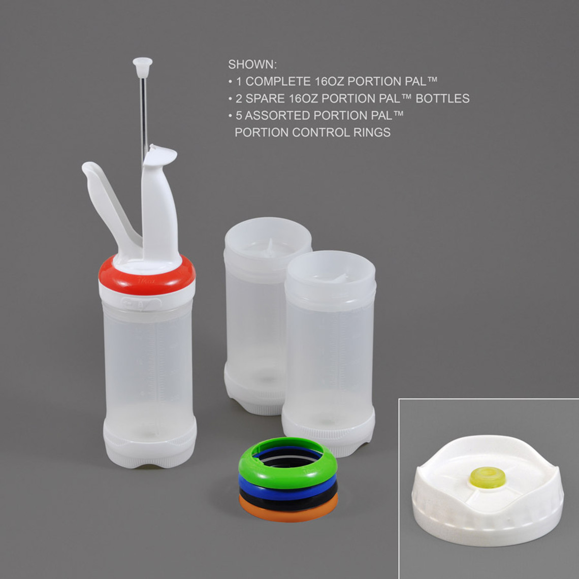PP16-3 - 16oz Portion Pal™ Kit with 1-Hole dispensing caps