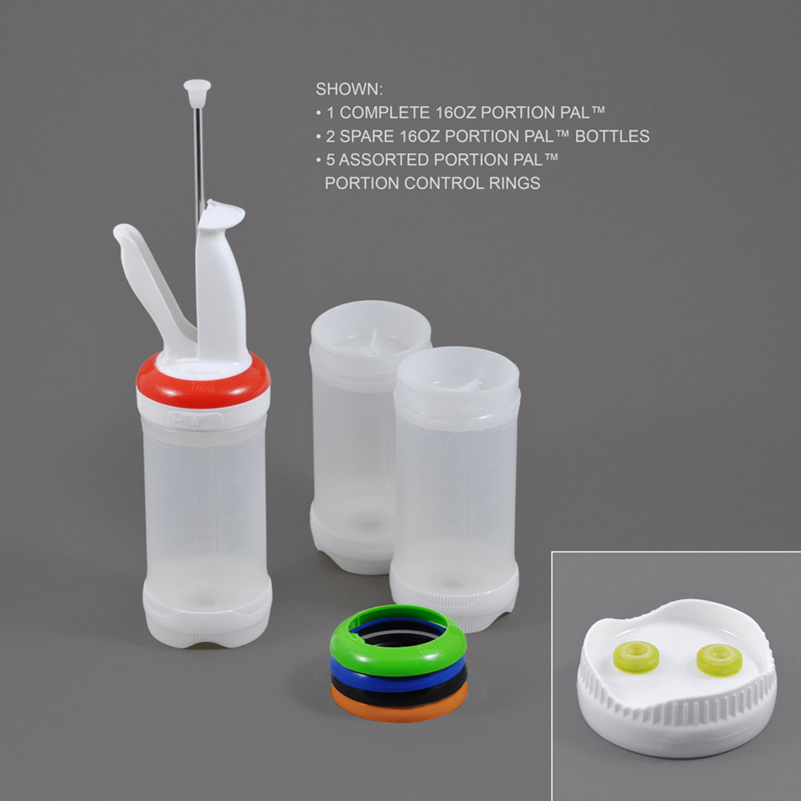 PP16X2-3 - 16oz Portion Pal™ Kit with 2-Hole dispensing caps