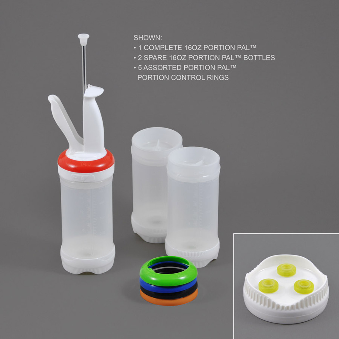 PP16X3-3 - 16oz Portion Pal™ Kit with 3-Hole dispensing caps