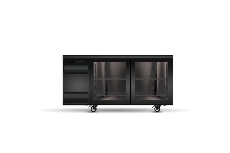 SKOPE - BackBar 2 Glass Sliding Door CounterLine Fridge Remote - CL.2.GSL.r - BLACK