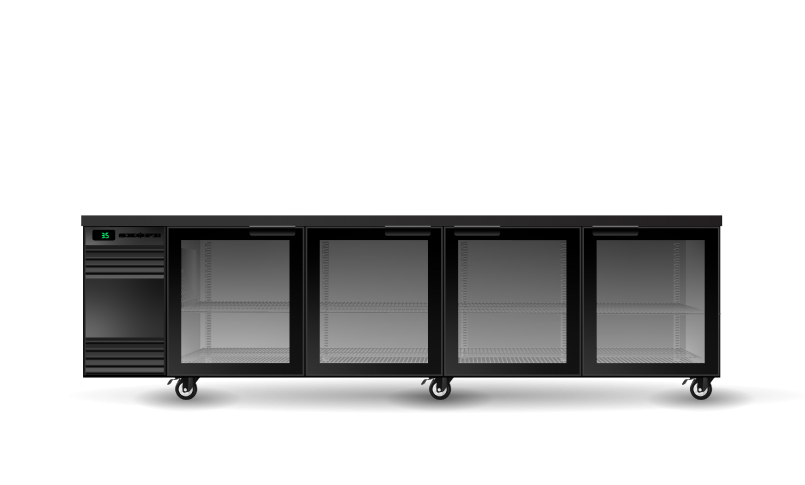 SKOPE - BackBar 4 Glass Swing Door SlimLine Fridge Tropical SL.4.GSW.T - BLACK