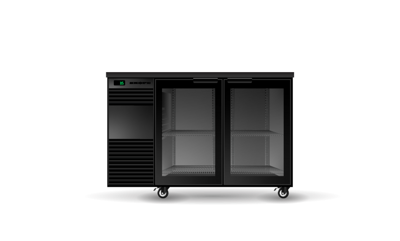 SKOPE - BackBar 2 Glass Swing Door Fridge Remote BB.2.GSW.r - BLACK
