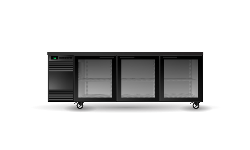 SKOPE - BackBar 3 Glass Swing Door CounterLine Fridge Tropical CL.3.GSW.T. - BLACK