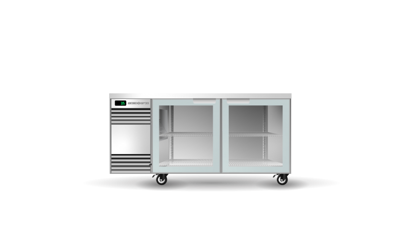 SKOPE - BackBar 2 Glass Swing Door CounterLine Fridge CL.2.GSW.r - STAINLESS STEEL