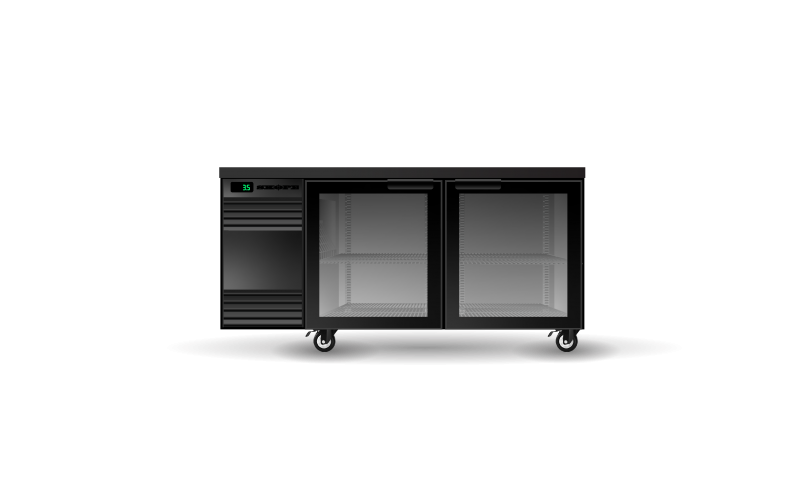 SKOPE - BackBar 2 Glass Swing Door SlimLine Fridge Remote SL.2.GSW.r - BLACK