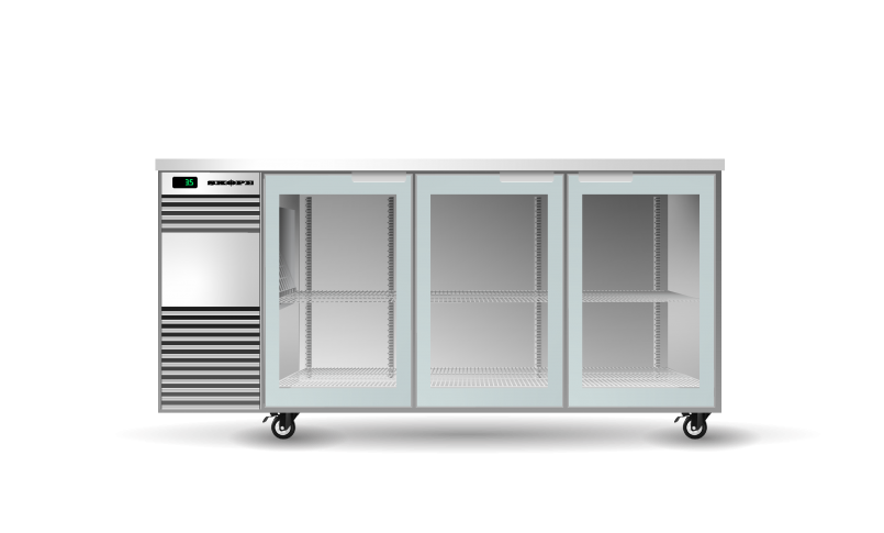 SKOPE - BackBar 3 Glass Swing Door Fridgen Remote BB.3.GSW.r - STAINLESS STEEL