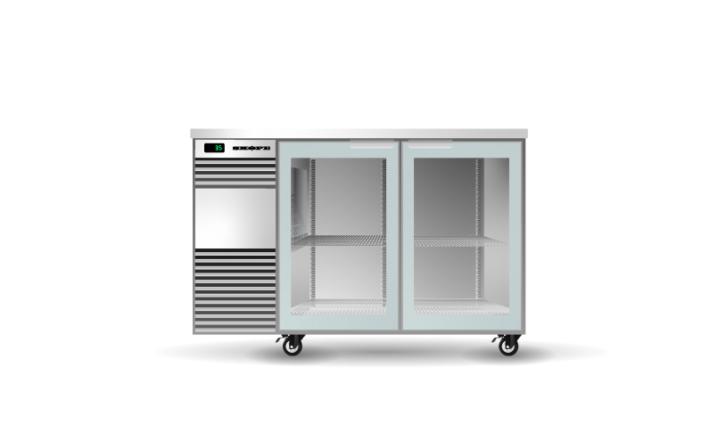 SKOPE - BackBar 2 Glass Swing Door Fridge Remote BB.2.GSW.r - STAINLESS STEEL