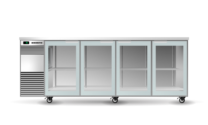 SKOPE - BackBar 4 Glass Swing Door Fridge Tropical BB.4.GSW.T - STAINLESS STEEL