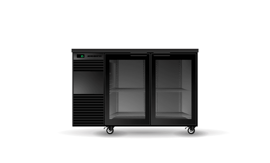 SKOPE BB.2.GSW BackBar 2 Glass Swing Door Fridge - BLACK
