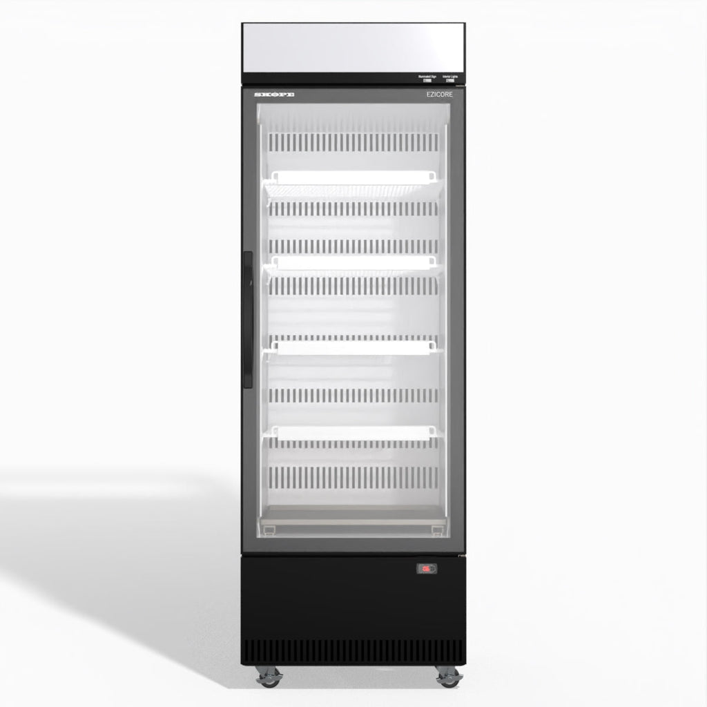 Skope EziCore BCE600N 1 Glass Door Display or Storage Fridge Black/White