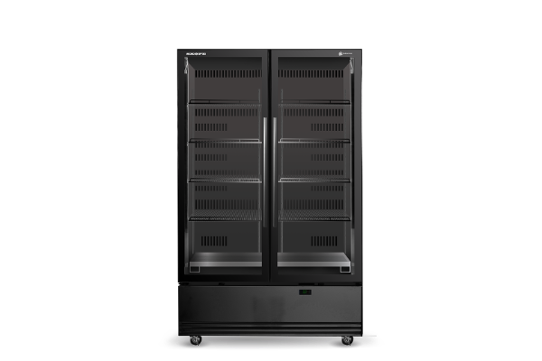 Skope BME1200N-A 2 Glass Door Display or Storage Fridge BLACK