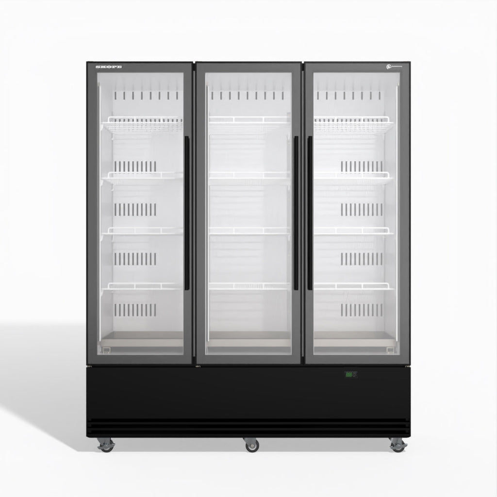 Skope BME1500N-A 3 Glass Door Display or Storage Fridge Black/White