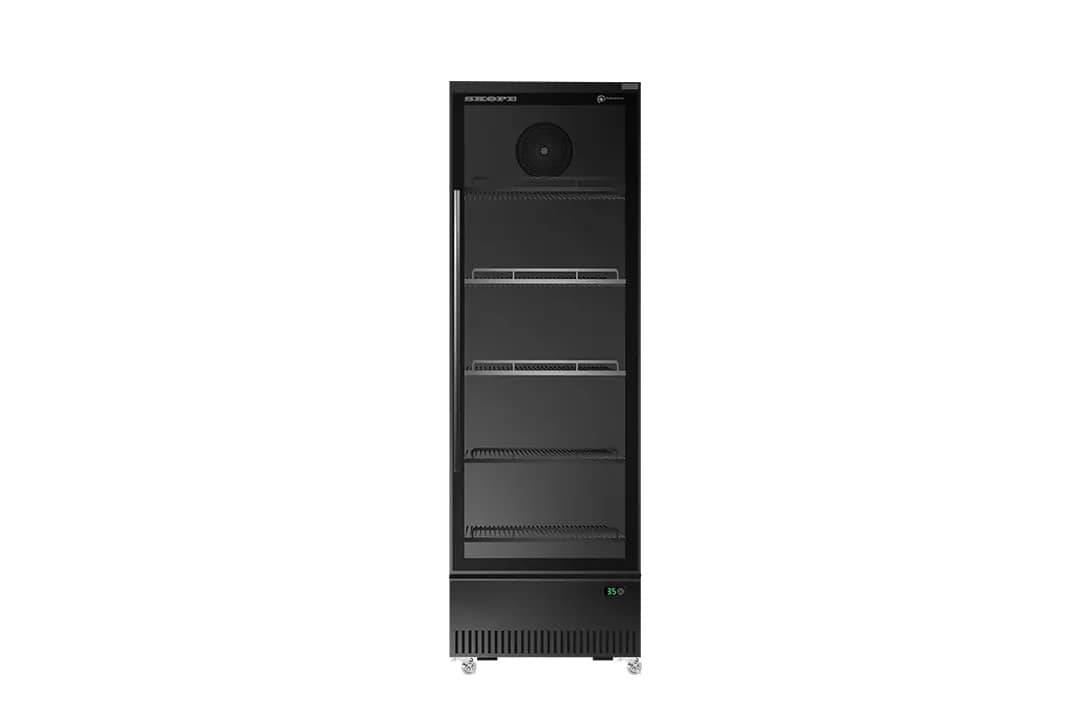 SKOPE BME400N-A ActiveCore SlimLine - 1 Upright Glass Door Fridge - BLACK