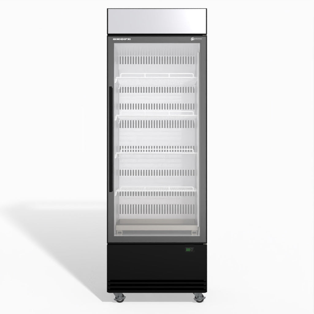 Skope BME600N-AC 1 Glass Door Display or Storage Fridge, Lit Sign Black/White