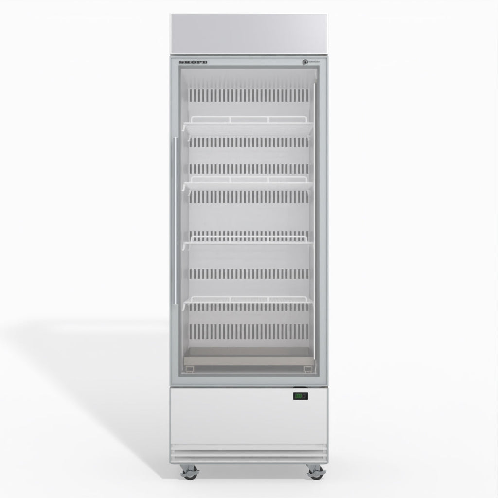 Skope BME600N-AC 1 Glass Door Display or Storage Fridge, Lit Sign WHITE